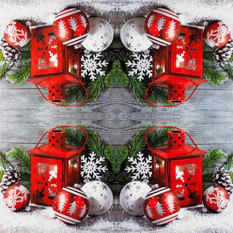 20 Napkins Lantern with Christmas Baubles Winter Christmas Table Decoration