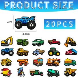 YSDYY 20 Pieces Of Engineering Vehicle Shoe Decorations, Creative Cartoon Car Shoe Flowers, Diy Shoe Decoration Buckles, Interesting Shoe Buckles, Shoe Accessories Decoration