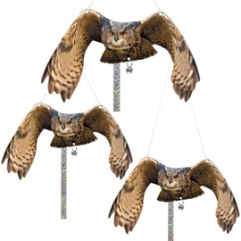 Vicsiyi Owls to Keep Birds Away: 3 Pack Fake Owls with Reflective Tape for Garden Patio Tree, Bird Scare Reflective Hanging Decoration to Keep Birds Pigeon from Windows Tree Garden