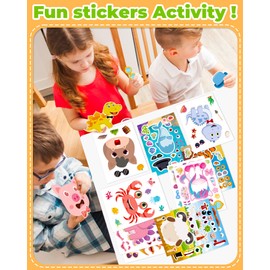 Benresive 24 Sheets Party Favors for Kids 3-5 4-8, Mixed Face Stickers for Kids, Crafts Activities for Toddlers 1-3 2-4 3-5, Make Your Own Face Stickers for Toddlers 2-4 Years, Party Games for Kids