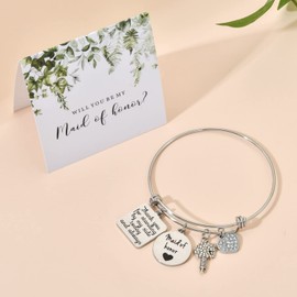 Miss Pink Maid of Honor Gifts From Bride Bracelets Thank You for Standing By My Side Today And Always Charm Bracelet Bangle Sister Best Friend Jewelry Bride Shower Gifts Wedding Day