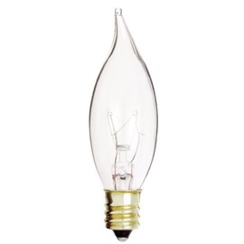 Satco S3272 10 Watt 80 Lumens CA7 Incandescent Soft White 2700K Candelabra Base Clear Light Bulb, Dimmable