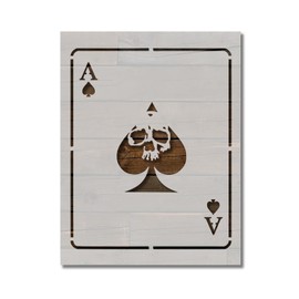 Ace of Spades playing card Death Dealer Stencil Template Reusable for Painting on Walls, Wood, Arts and Crafts (823) - 5.5 x 8.5 Inches