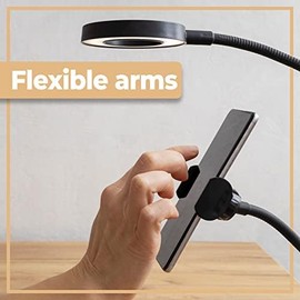 Retoo LED Ringlicht mit Stativ Selfie-Licht, Selfie Lampe Schwanenhals Klemmlampe Handy Selfie Ring Licht Tisch Ringleuchte Live-Stream Makeup