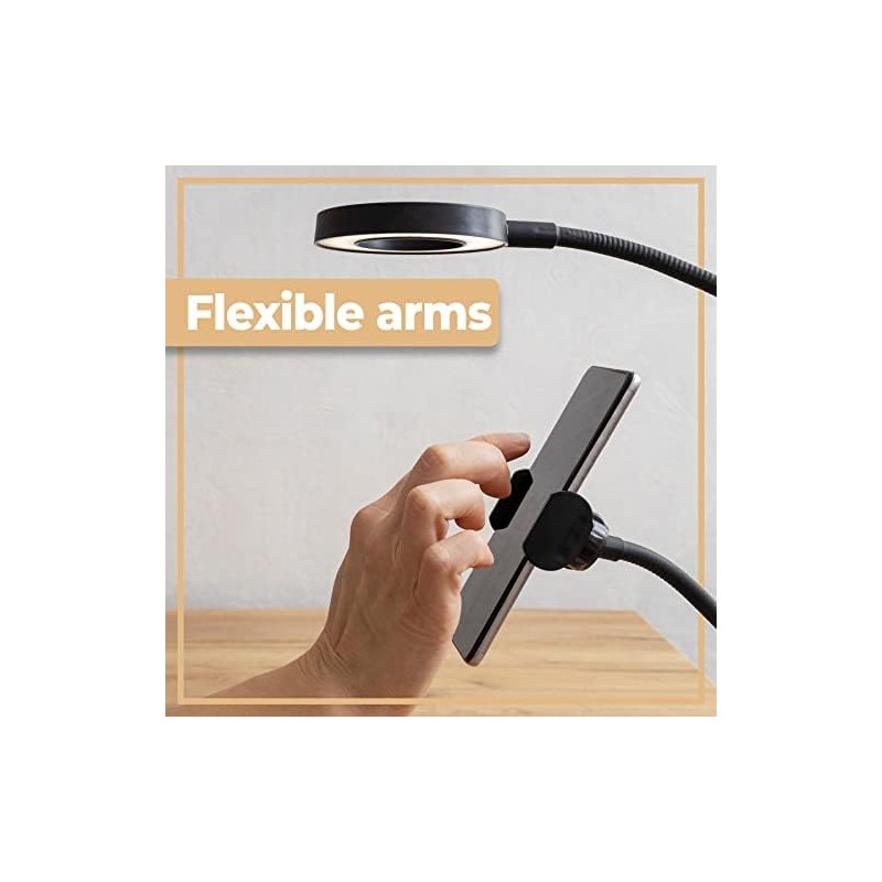 Retoo LED Ringlicht mit Stativ Selfie-Licht, Selfie Lampe Schwanenhals Klemmlampe