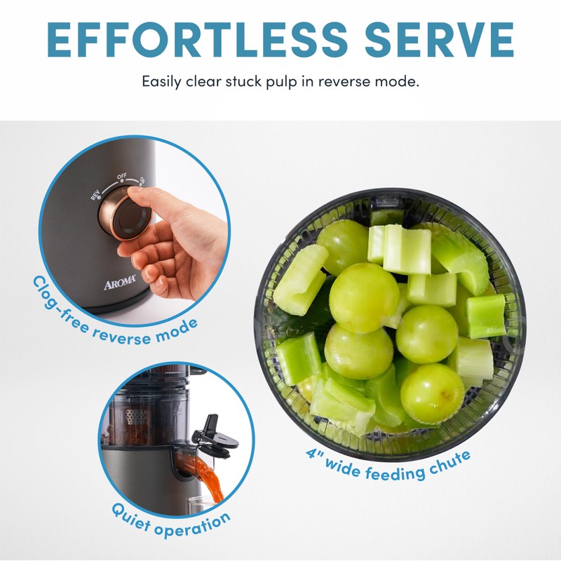 AROMA® Cold Press Juice Machine Slow Masticating Fruit and Vegetable