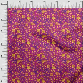 oneOone Cotton Jersey Purple Fabric Batik Sewing Material Print Fabric by The Meter 58 Inch Wide