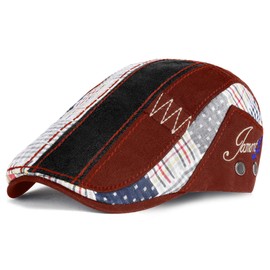 PORSYOND Mens Flat Cap Gatsby Ivy Tweed Flat Cap Vintage Style Adjustable Newsboy Hats Irregular Color Driving Caps for Men (WineRed)