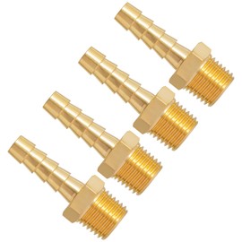 SUNGATOR 1/4 Inch Hose Barb Fittings, Brass Air Hose Fittings, 1/4'' Male NPT Pipe Thread to 1/4 Inch Barb End Pipe Adapter, 1/4'' Brass Air Line Repair Kit for Compressor, 4 Pack