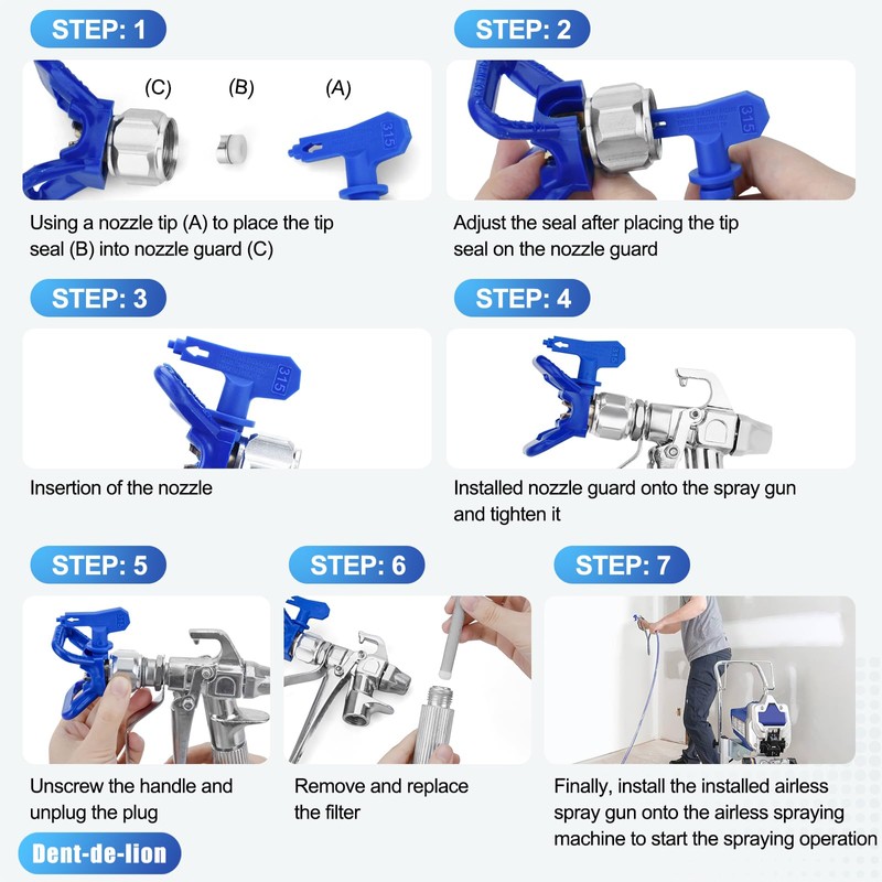 16 PCS Airless Paint Sprayer Gun Kit, 3600 PSI High