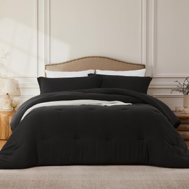 Quataly California King Comforter Set Black,3PCS Soft Lightweight Breathable Bedding Comforter Sets for All Season, Cal King(104''×96'' Comforter & 2 Pillowcases)