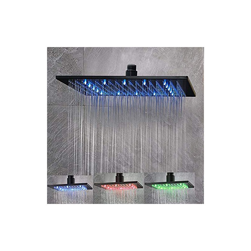 NeierThodore LED 16 Inch Square Shower Head Replacement with Rotatable