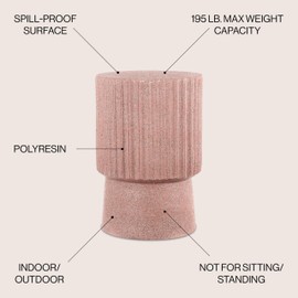 JONATHAN Y TBL1102C Louisa 19" Modern Art Deco Tambour Indoor/Outdoor Accent Table Art Deco, Minimalist, Contemporary, Bohemian, Mid-Century, Patio, Garden, Bathroom, Living Room, Pink Terrazzo Finish