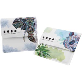 Reccisokz 2 Ashtrays Ashtrays - Fireproof PVC - Odourless - Portable Compact - Unique Pattern of Rainbow Fish and Psychedelic Cats (Panda and Elephant)