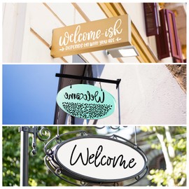 12 Inch Welcome Stencils for Wood Signs – Reusable Plastic Stencils with Brick, Cow Print, Herringbone & Leopard Patterns DIY Porch Sign & Door Mat Templates for Home Décor