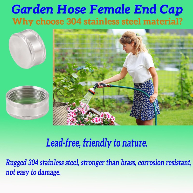 SNUTUYA 3/4 Garden Hose Caps And Plugs，Lead-Free，304 Stainless Steel Hose