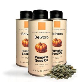 Belvoro Styrian Pumpkin Seed Oil, Toasted, 100% Pure, Supports Heart & Hair Health, Gourmet Cooking Oil, Vegan, Non-GMO, Gluten-Free (8.4 Fl Oz (250 ml) - 3 pack, Pumpkin Seed Oil)
