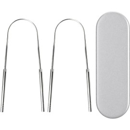 Paquete de 2 Rascador de Lengua, Limpiador de Lengua Acero Inoxidable para Adultos y Niños Reduce el Mal Aliento y Higiene Bucal