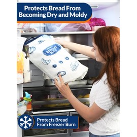 ROYOROYI Royoroyi Bread Bags for Homemade Bread,2 Packs Reusable Bread Bag,Freezer Bread Storage Bag,Waterproof Zipper Bread Container to Keep Bread Fresh gift giving (beige， Jewel Blue)