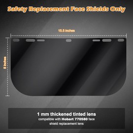 Feekoon 1 Pack Face Shield Replacement Lens, 15.5'' x 8'' Tinted Full Face Shield Compatible with Hobart 770580, Protective Safety Face Shield for Welding, Grinding, Helmet Face Shield for Cosplay