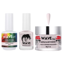 WAVEGEL Soak-Off Gel, Nail Lacquer & Acrylic/Dip Powder Matching Set - Simplicity Collection - #P111 Simply Sheer
