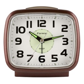 Formia HT-A015W-BR Alarm Clock, Luminous, Silent, Continuous Second Hand, Electronic Sound, Snooze Analog, Stand, Tabletop, Houdogaya Electronics, White