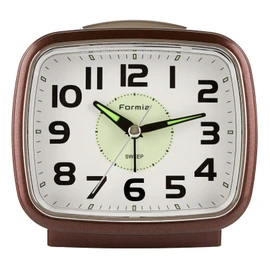 Formia HT-A015W-BR Alarm Clock, Luminous, Silent, Continuous Second Hand, Electronic Sound, Snooze Analog, Stand, Tabletop, Houdogaya Electronics, White