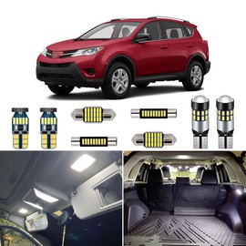 AUTOGINE Super Bright 6000K White LED Interior Light Bulbs Kit Package for 2013 2014 2015 Toyota RAV4 + Install