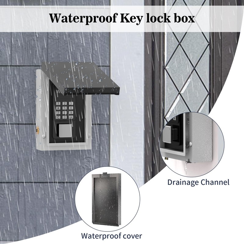 WeHere Key Lock Box Outdoor, Wall Mount Lockbox for Outside,