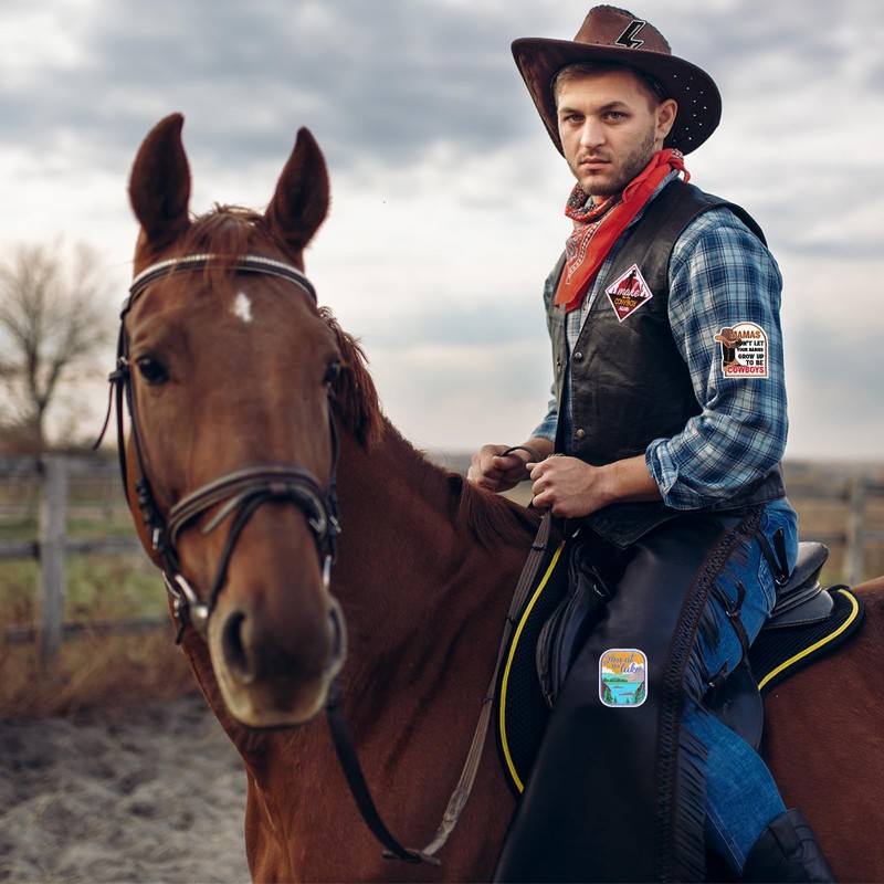 Lyrow 50 Pcs Western Cowboy Iron on Patch for Hat