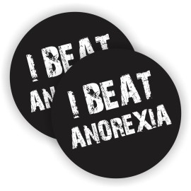 Unbranded/Generic pair - I Beat Anorexia Funny Hard Hat Stickers Bump Cap Decals Funny Helmet