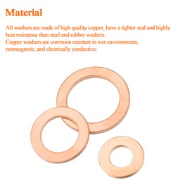 HELIFOUNER 100 Pieces M6x12x1.0mm Copper Washers, Copper Metric Sealing Washers, Inner Diameter 6mm, Outer Diameter 12mm, Thickness 1.0mm