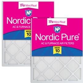 Nordic Pure 14x14x1 (13 1/2 x 13 1/2 x 3/4) Tru Mini Pleat MERV 10 AC Furnace Air Filters – 2.5X More Media for Longer-Lasting, High-Efficiency Filtration - 2 Pack