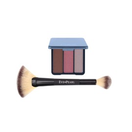 EVE PEARL Blush Trio Blush Palette Long Lasting Skincare Makeup And 204 Dual Fan Highlighter Hypoallergenic Brush Set Make up Kit- Bronzing Highlighter