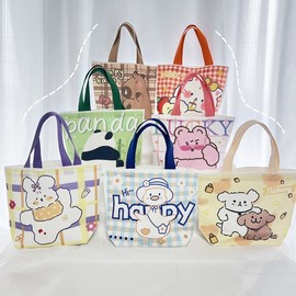 Mini Eco Bag: New Original Cartoon Panda Handbag - Versatile Lunch, Gift, Work, or Mother's Outing Canvas Tote One Size/Panda Eating Bamboo 10ea