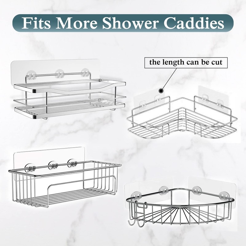 EAGMAK 2 Pack Transparent Shower Caddy Adhesive for Replacement, No