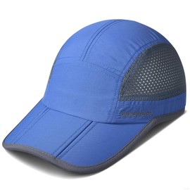 GADIEMKENSD Folding Outdoor Hat UPF 50+ Sun Protection Mesh Sports Hat, blue