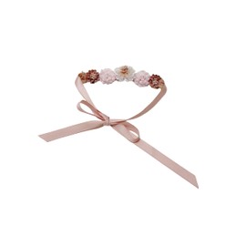 39x0.5" Handmade Girls Flowers Ribbon Hair Ties for Performance Party Child Flowers Thin Sash Bridal Leg Garter (Pink Flowers)