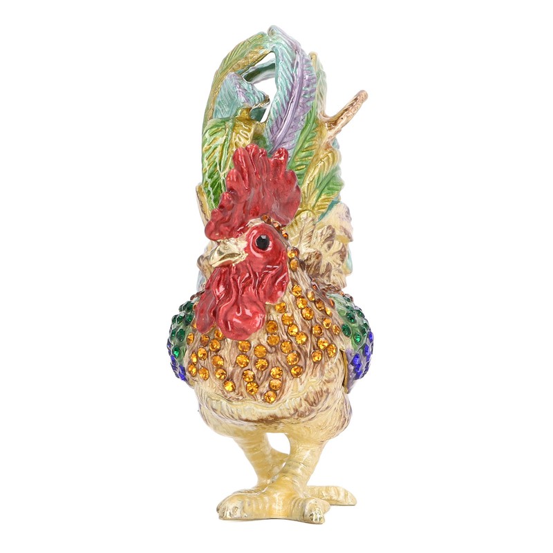 Rooster Trinket Box Embedded Rhinestone Alloy Bright Colors Wide Application