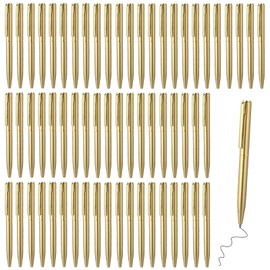 100 Pcs Gold Ballpoint Pens, 4 Inch Metal Slim Ballpoint Pens, Short Small Tiny Black Ink Ballpoints Writing Tool for Notebook Pockets Signature Notepads Office