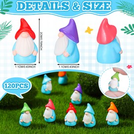 Wonderjune Mini Resin Gnomes Fairy Resin Statues Miniature Gnomes Miniature Figurines for Landscape Outdoor Patio Yard Lawn Indoor Plant Pots Fairy Decor(120 Pcs)