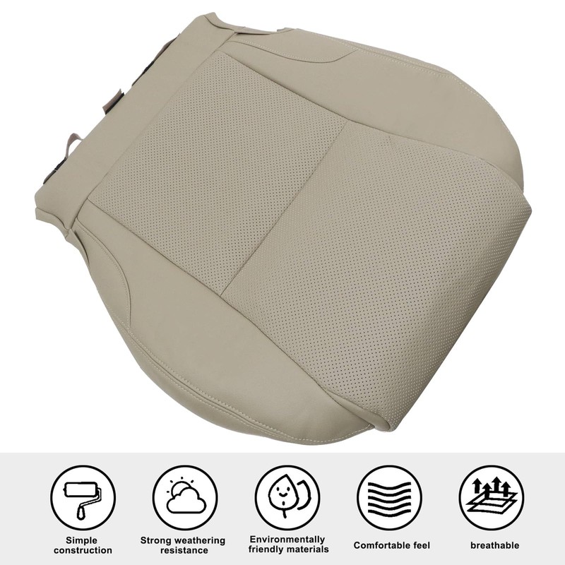 SecosAutoparts Tan Front Driver Side Bottom Perforated Microfiber Leather Replacement