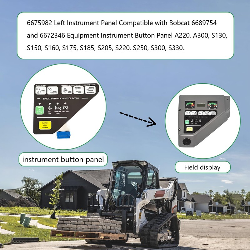 6675982 Left Instrument Panel Compatible with Bobcat 6689754 and 6672346