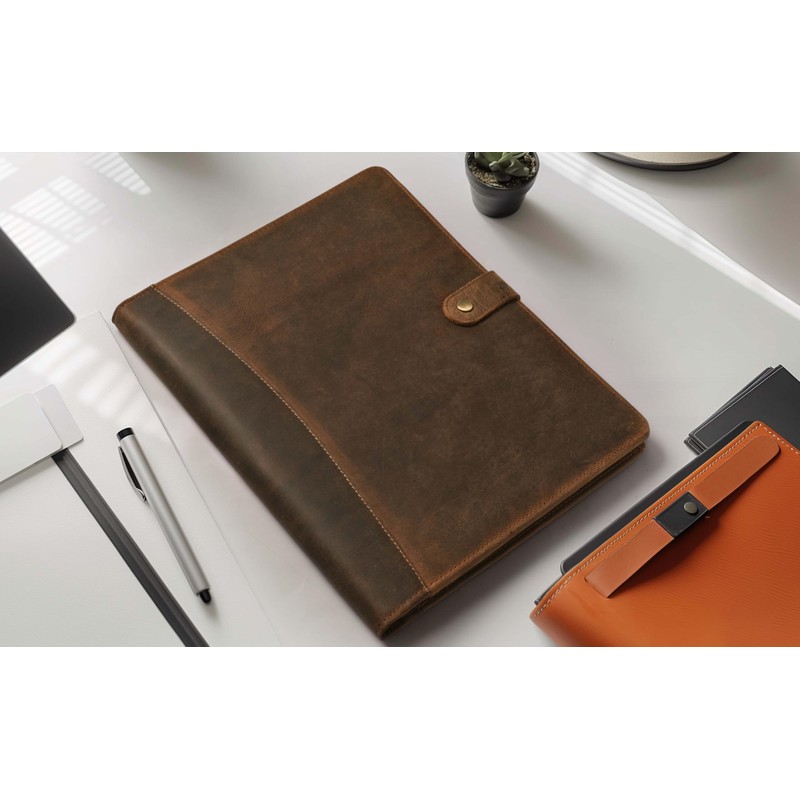 Leather Village Leather Portfolio Organizer - Professional Business Padfolio for