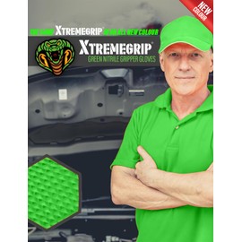 Xtremeauto Nitrile Gloves - Disposable Gloves, Diamond Grip Green - Powder-free & Latex Free Nitrile, Extra Thick & Strong Rubber (2 Boxes, XL)