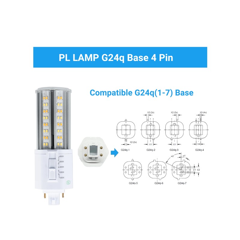IDO LED G24q 4-Pin Light Bulb 14W 1850Lumens Dimmable (3000K/3500K/4000K/5000K/6500K)