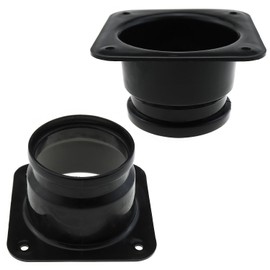 LUORNG 2PCS 3 Inch Black Duct Connector Flange Dryer Vent Wall Plate ABS Plastic Square to Round Straight Duct Plate for Air Heating Cooling Ventilation Exhaust Fan