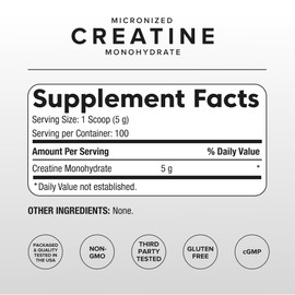 Puregen Labs Micronized Creatine Monohydrate Powder 500g – Pure, Unflavored, No Additives | 5000mg Per Serv (5g) - 100 Servings | Third Party Tested for Quality