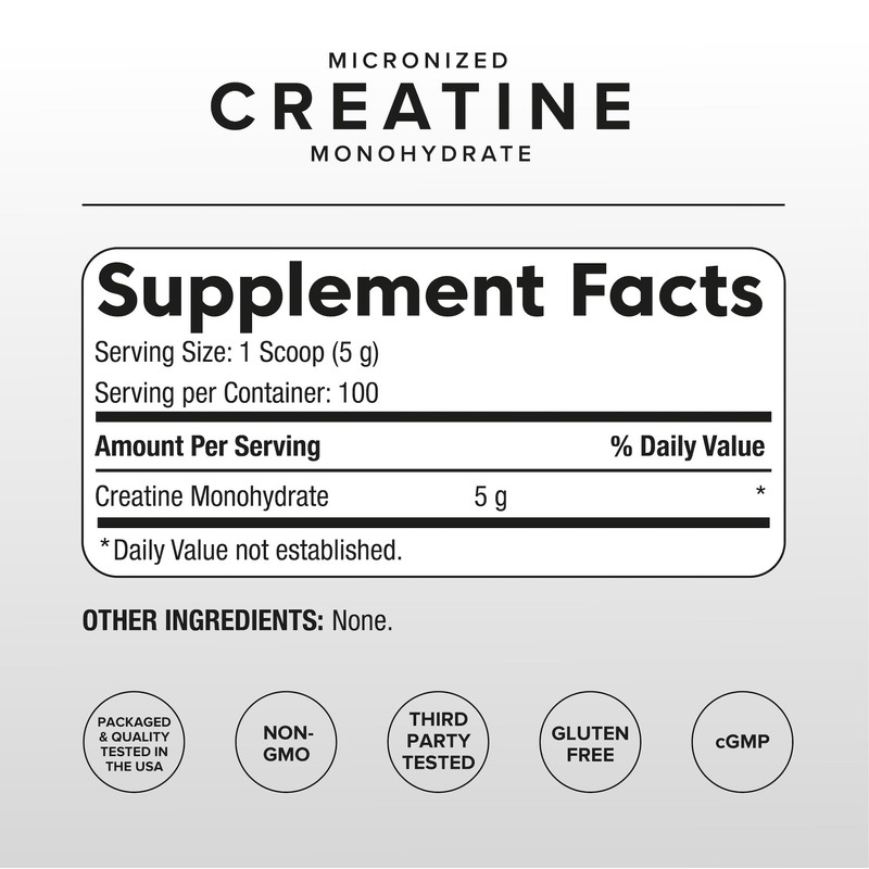 Puregen Labs Micronized Creatine Monohydrate Powder 500g – Pure, Unflavored,