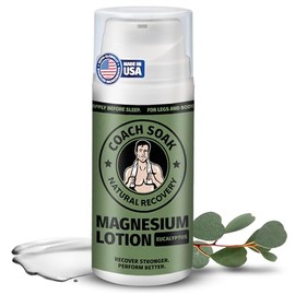 Coach Soak “Crema De Magnesio Con Msm En Frasco Bomba - Crema De Recuperación Natural Con Cloruro De Magnesio -Magnesio Tópico - Rápida Absorción Y Relajación Para Dolores Músculos Y Articul